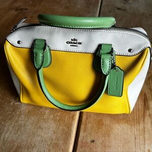 Coach mini Bennett Satchel in Colorblock Leather Canary Multi